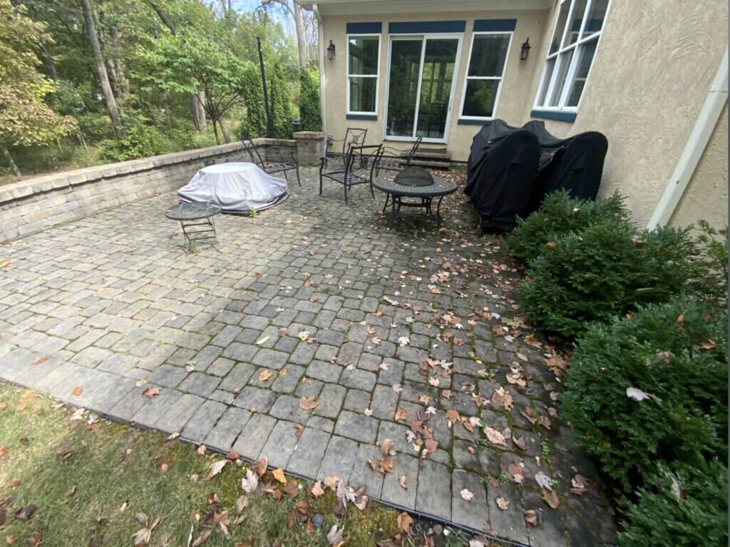 Patio in need of repairs and cleaning and sealing in Gahanna Ohio