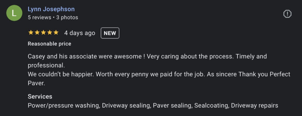 Review of Perfect Paver Co client in Greyhawk Naples Florida