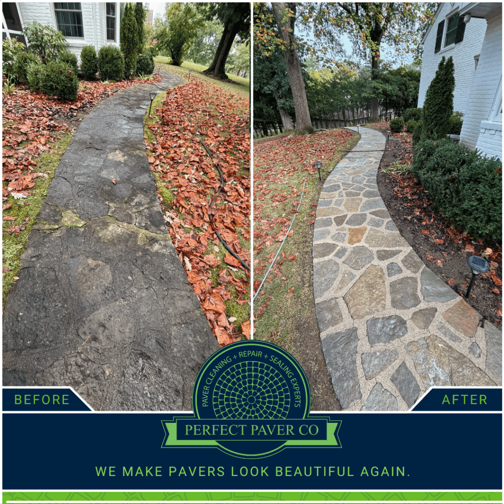 Natural Flagstone Walkway restoration in Amberley Village Ohio