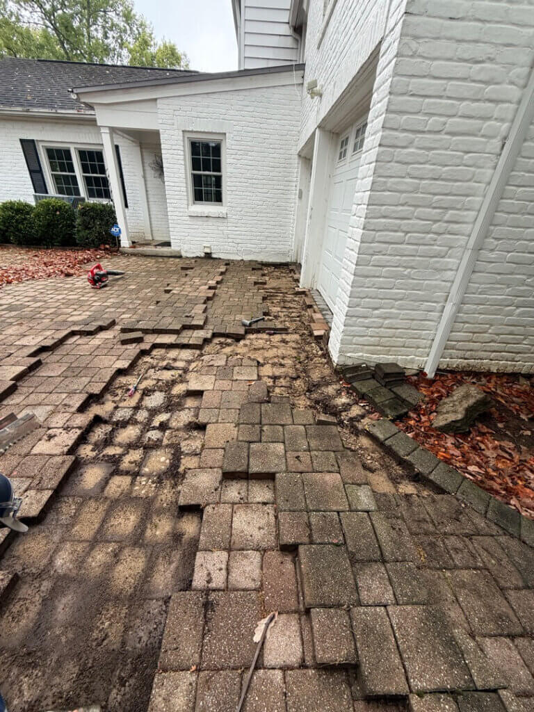 Paver repair in Amberley Village Ohio in progress by Perfect Paver Co